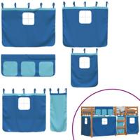 Stapelbed met gordijnen 90x190 cm massief grenenhout blauw - thumbnail