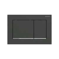 Geberit Drukplaat Omega 30 voor 2-toets Spoeling met Glansverchroomde Designstroken Mat Zwart - thumbnail