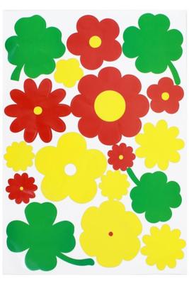 Raamsticker bloemen rood/geel/groen