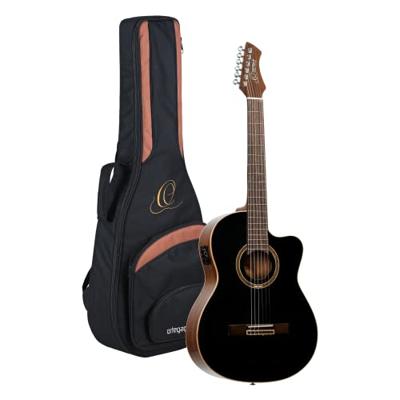 Ortega Performer Series RCE238SN-BKT Full-Size Guitar Black elektrisch-akoestische klassieke gitaar met gigbag