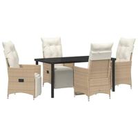 5-delige Tuinset met Kussens Beige Poly Rattan - thumbnail