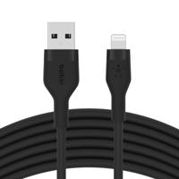 Belkin BoostCharge Flex siliconen USB Type A/Lightning-kabel (3 m), MFi-gecertificeerde laadkabel voor iPhone 14/14 Plus, 13, 12, Pro, Max, mini, SE, iPad en meer – Zwart - thumbnail