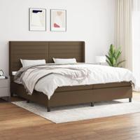 Boxspring met matras stof donkerbruin 200x200 cm - thumbnail