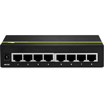 TRENDnet TPE-TG80G 8-poorts Gigabit PoE + -switch 8 x Gigabit PoE + poorten, 123 W PoE prestatiebudget, desktop ethernet-netwerkschakelaar, metaal
