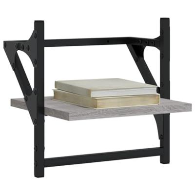 Wandschappen met stangen 2 st 30x25x30 cm grijs sonoma eiken - thumbnail