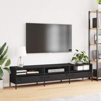 Tv-meubel 202x39x43,5 cm koudgewalst staal zwart - thumbnail