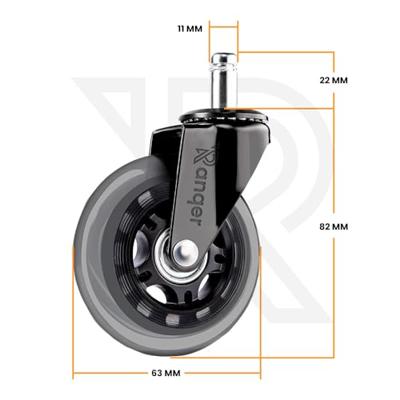 Ranqer gamestoel / bureaustoel wieltjes voor harde vloeren
