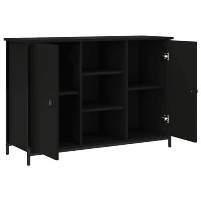 Dressoir 100x35x70 cm bewerkt hout zwart Dressoir 100x35x70 cm bewerkt hout zwart