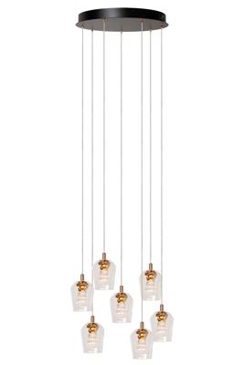 Lucide BERLIANE - Hanglamp - Ø 39 cm - LED Dimb. - 7x4W 2700K - Met vervangbare LED-module - Transparant | Essential