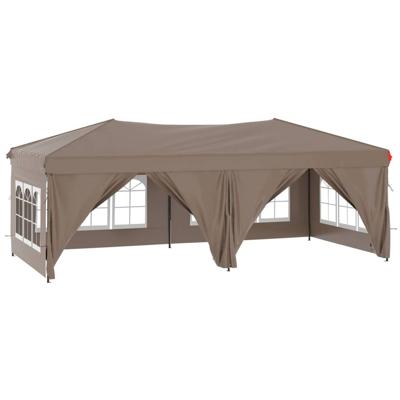 Partytent inklapbaar met zijwanden 3x6 m taupe