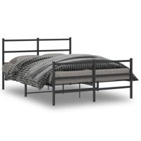 Bedframe met hoofd- en voeteneindemetaal zwart 140x190 cm - thumbnail