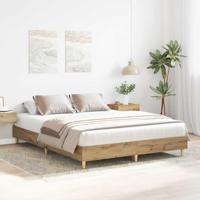 Bedframe zonder matras spaanplaat artisanaal eikenkleurig - thumbnail