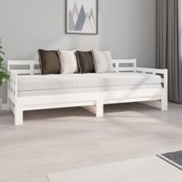 Slaapbank uitschuifbaar massief grenenhout wit 2x(80x200) cm - thumbnail