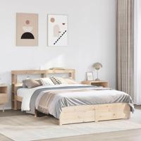 Bedframe met hoofdbord massief grenenhout wit 140x200 cm - thumbnail