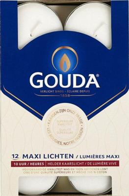 Gouda Maxi waxinelicht 10 uur wit 12 Stuks
