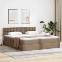 Opbergbed met LED met matras Cappuccino 160 x 200 cm Nep Leer - thumbnail