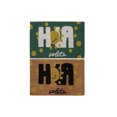 Deurmat DKD Home Decor Zwart Bruin Rubber Wit Groen 2 Stuks Kokosvezel (60 x 40 x 1,5 cm)