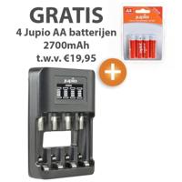 Jupio USB 4-slots UltraFast AA/AAA batterijlader + gratis Jupio 4-pack 2700mAh AA batterijen - thumbnail