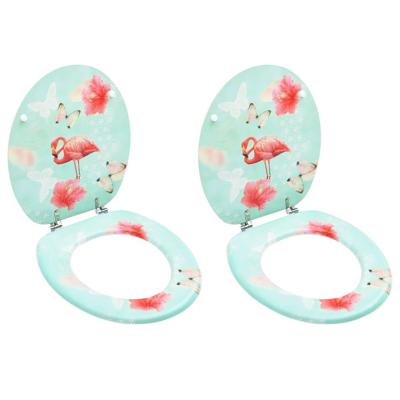 VidaXL Toiletbrillen met deksel 2 st flamingo mdf VidaXL Toiletbrillen met deksel 2 st flamingo mdf