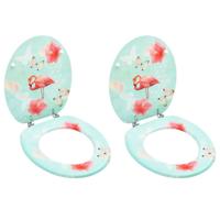 Toiletbrillen met deksel 2 st flamingo MDF - thumbnail