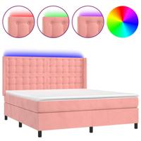 Boxspring met matras en LED fluweel roze 160x200 cm - thumbnail