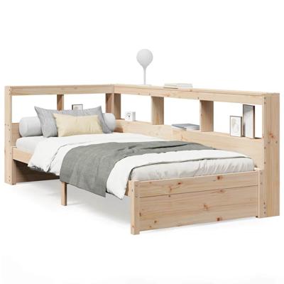 Bed met boekenkast zonder matras massief grenenhout 100x200 cm