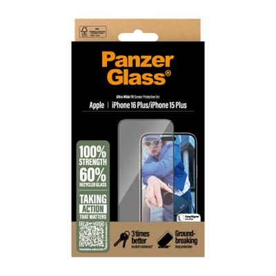 PanzerGlass Ultra-Wide Fit 2863 Screenprotector (glas) Apple IPhone 15 Plus, iPhone 16 Plus 1 stuk(s) Anti-vingerafdruk, Krasvast