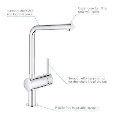 GROHE Minta Keukenkraan - hoog - l uitloop - chroom 31375000 - thumbnail