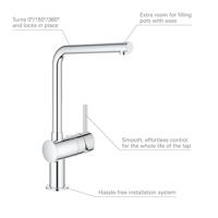 Grohe Minta keukenkraan met L-uitloop chroom - thumbnail