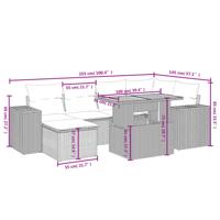 7-delige Loungeset met kussens poly rattan zwart - thumbnail