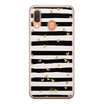 Samsung Galaxy A40 siliconen telefoonhoesje - Hart streepjes