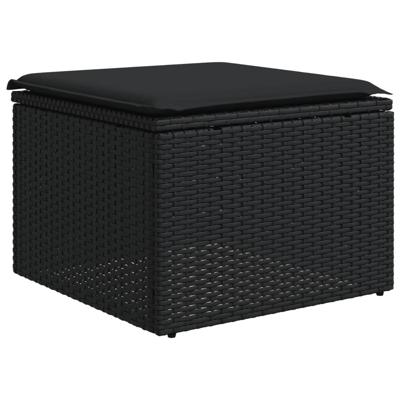 6-delige Loungeset met kussens poly rattan zwart