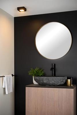 Lucide BRICE-LED - Plafonnière Badkamer - LED Dimb. - 1x8W 3000K - IP44 - Zwart