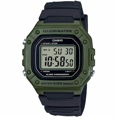 Casio W-218H-3AVEF Zwart Groen Heren horloge