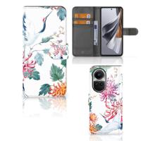 OPPO Reno10 | 10 Pro | Telefoonhoesje | Met pasjeshouder | Bird Flowers - thumbnail