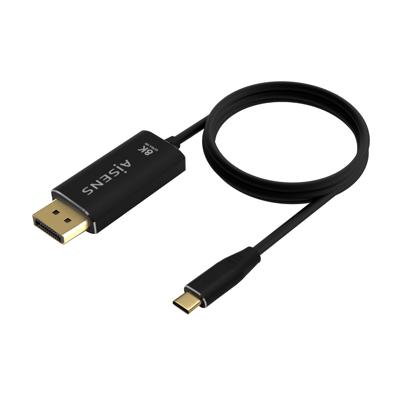 AISENS - A109-0686 - converterkabel aluminium USB-C naar displayport 8K @60Hz, USB-C/M-DP/M, zwart, 0,8M