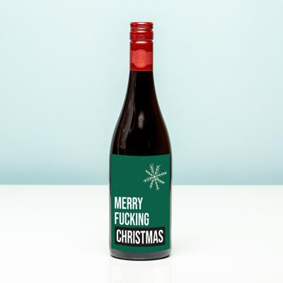 Wijnfles kerst Merry fucking Christmas - Rood (Merlot)