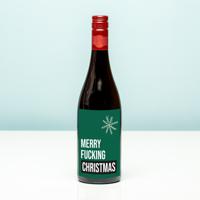 Wijnfles kerst Merry fucking Christmas - Rood (Merlot) - thumbnail
