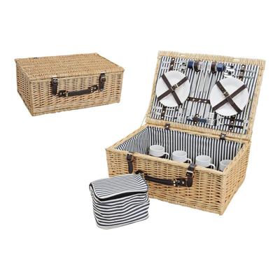 Picknickmand voor 4 personen van wilgentenen, 25-delig, B54 x D37 x H21 cm