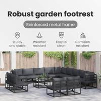 Tuinbankenset met kussen 14 pcs Zwart Aluminium - thumbnail