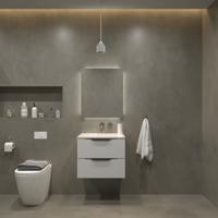 Badkamermeubelset Gliss Design Hera Mat Zwart 70cm 2 Laden Hoogglans Wit (Keuze Wastafel) - thumbnail