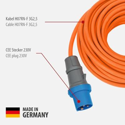 Brennenstuhl CEE-verlengkabel IP44 25m H07RN-F 3G2,5 oranje CEE 230V/16A stekker en koppeling - 1167650625 - thumbnail