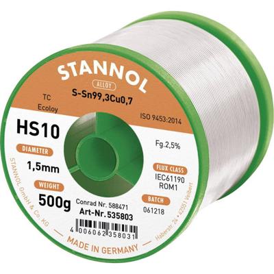 Stannol HS10 2510 Soldeertin, loodvrij Spoel Sn95,5Ag3,8Cu0,7 ROM1 100 g 0.5 mm Stannol HS10 2510 Soldeertin, loodvrij Spoel Sn95,5Ag3,8Cu0,7 ROM1 100 g 0.5 mm