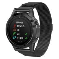 By Qubix - Milanese bandje - Zwart - Compatible met Garmin Fenix 8-51mm - Compatible Garmin bandje - thumbnail