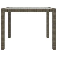 Tuintafel 150x90x75 cm gehard glas en poly rattan grijs - thumbnail