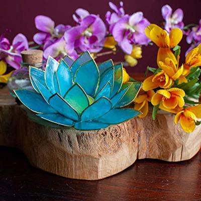 Lotus Sfeerlicht Blauw 5e Chakra Goudrand