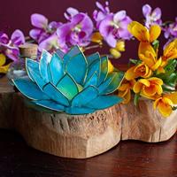 Lotus Sfeerlicht Blauw 5e Chakra Goudrand - thumbnail