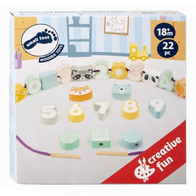 Small Foot houten rijgsspel dieren en cijfers, 22dlg.