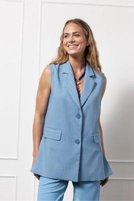 Jinthe striped gilet - mid blue/off white - 12964