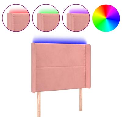 Hoofdbord LED 93x16x118/128 cm fluweel roze - thumbnail